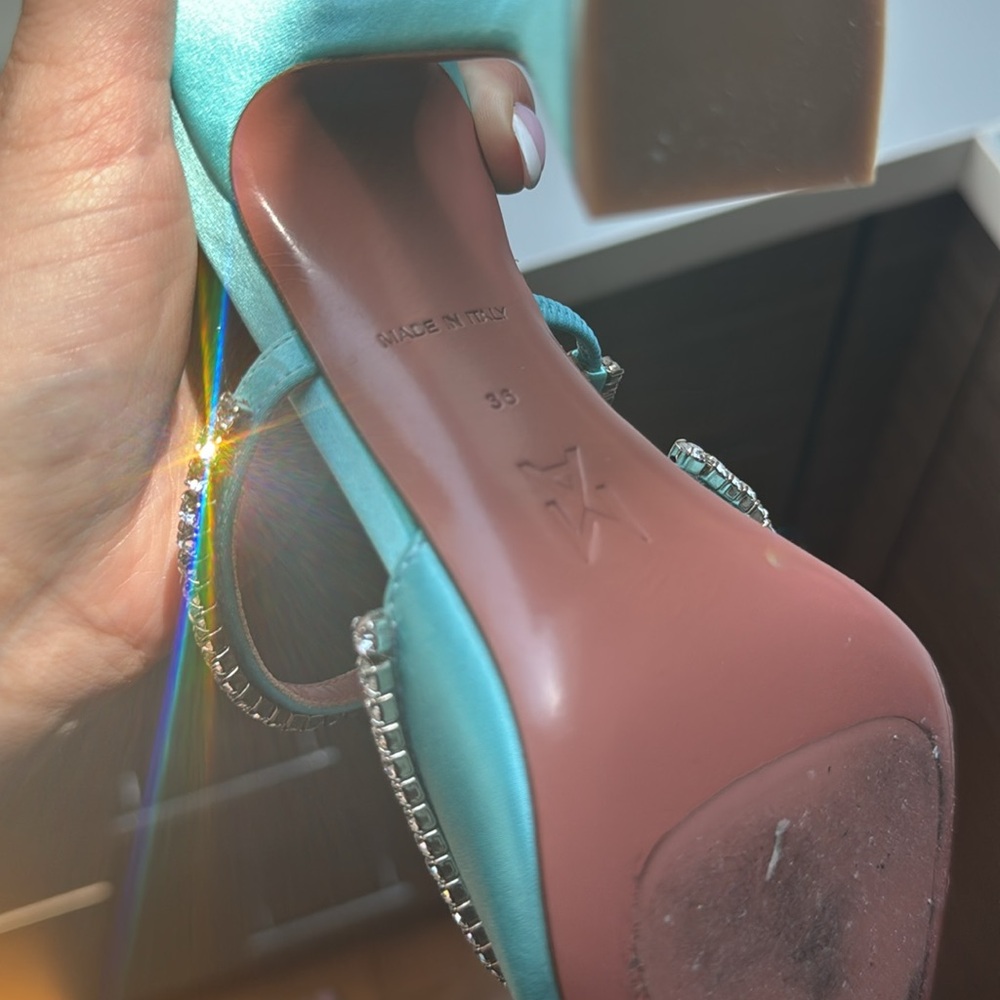 Amina Muaddi Gilda Mule Satin turquoise size 36 - Picture 3 of 5
